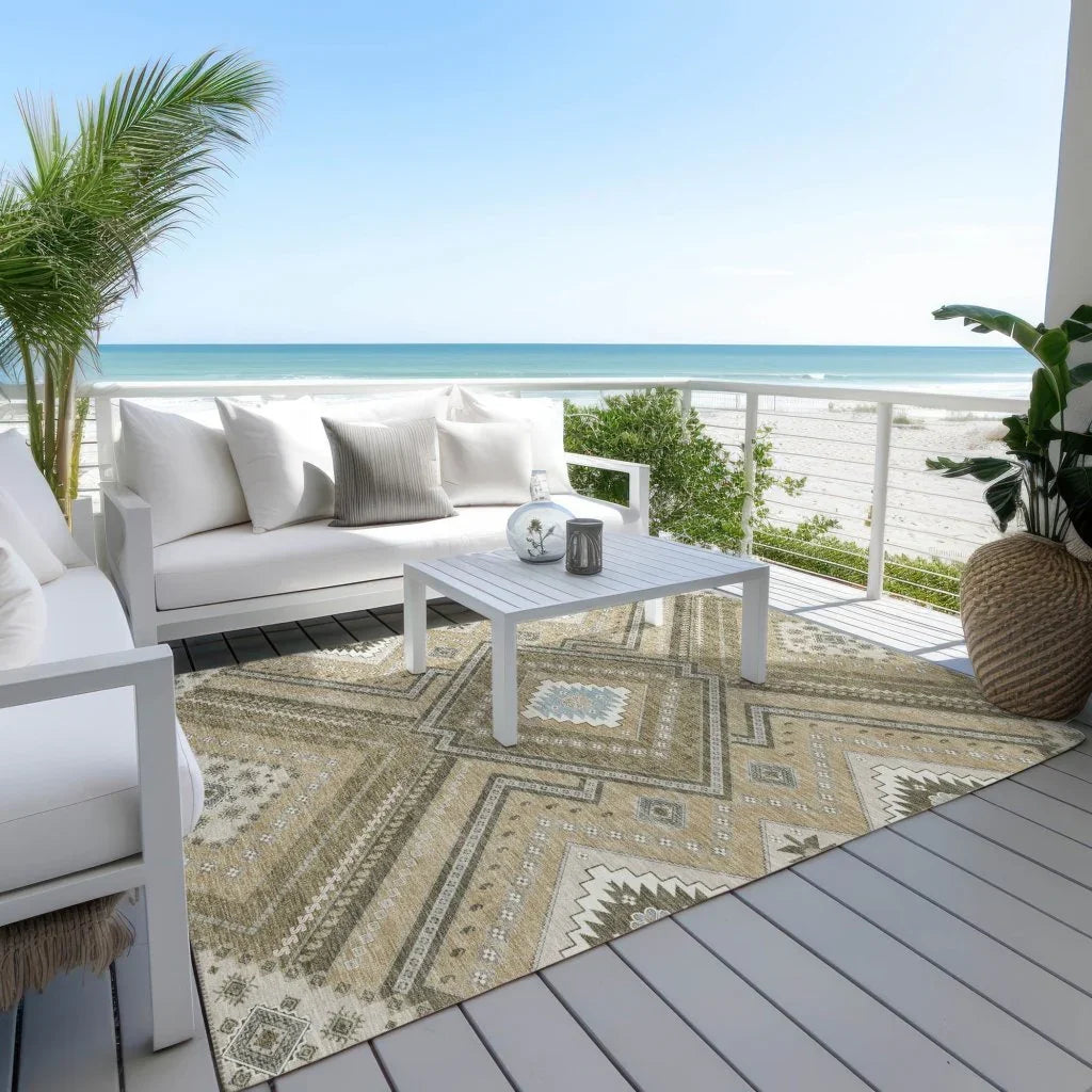 LOOMLAN Rugs Solene Brown Washable Indoor-Outdoor Rug