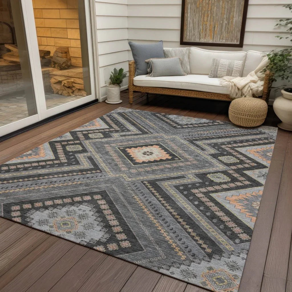 LOOMLAN Rugs Solene Gray Washable Indoor-Outdoor Rug