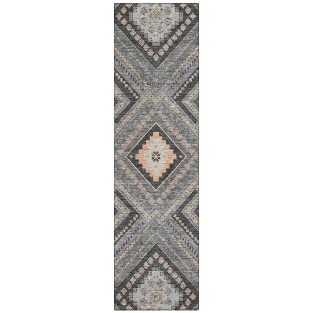 LOOMLAN Rugs Solene Gray Washable Indoor-Outdoor Rug