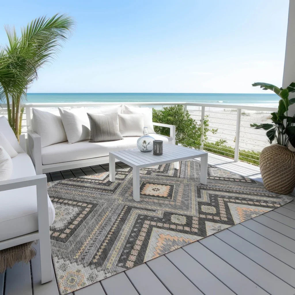 LOOMLAN Rugs Solene Gray Washable Indoor-Outdoor Rug