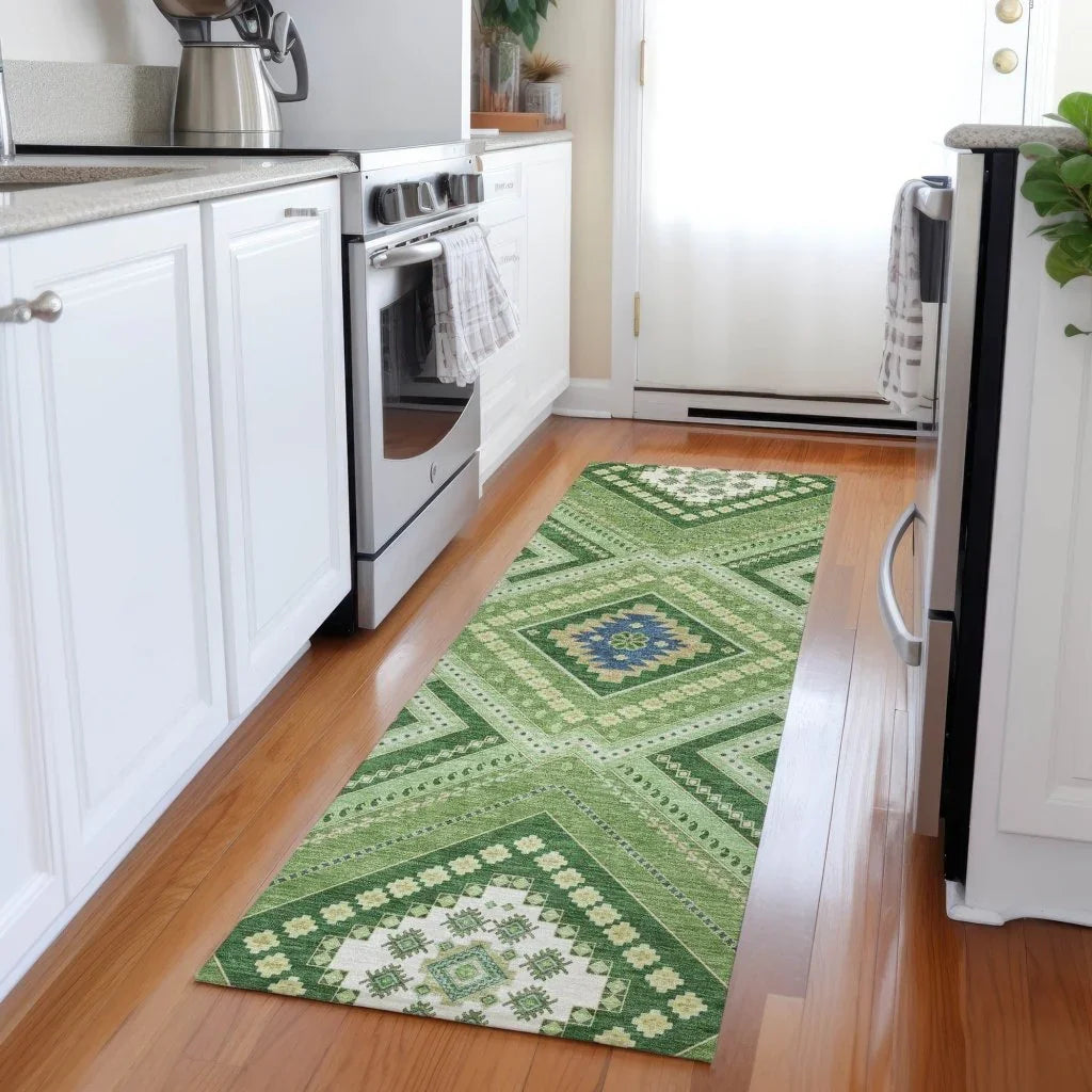 LOOMLAN Rugs Solene Green Washable Indoor-Outdoor Rug