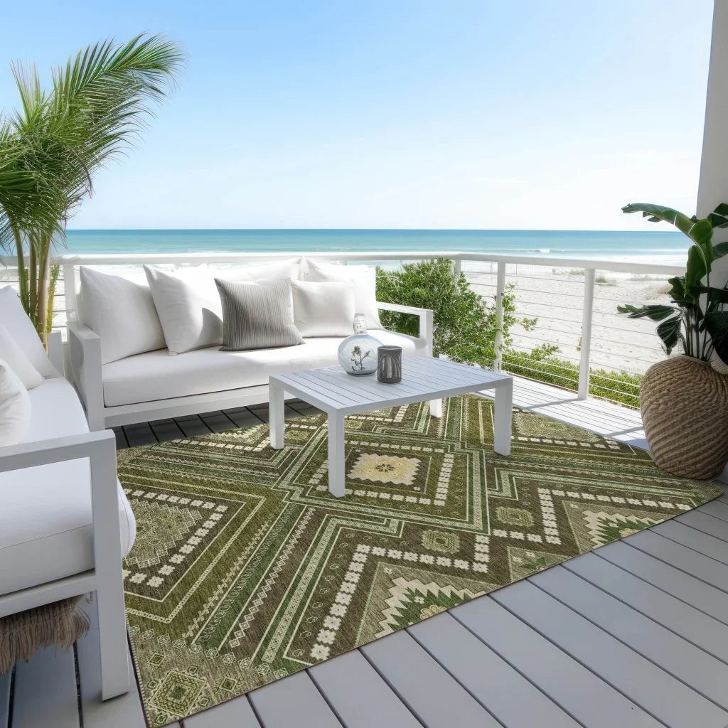 LOOMLAN Rugs Solene Olive Washable Indoor-Outdoor Rug