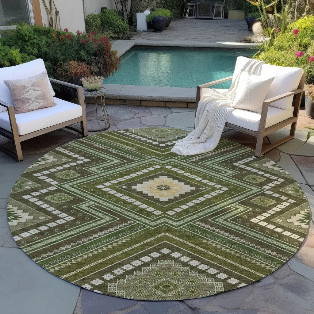 LOOMLAN Rugs Solene Olive Washable Indoor-Outdoor Rug