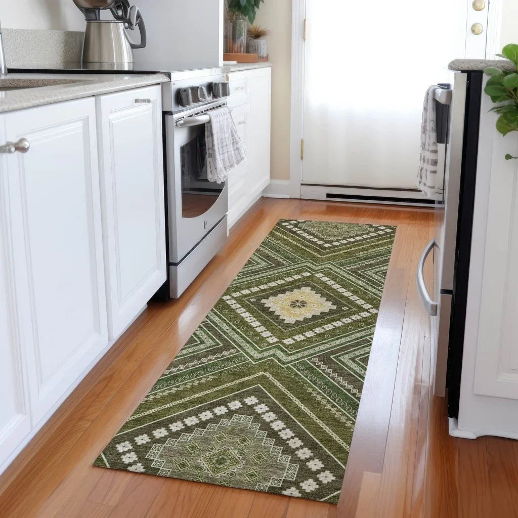 LOOMLAN Rugs Solene Olive Washable Indoor-Outdoor Rug
