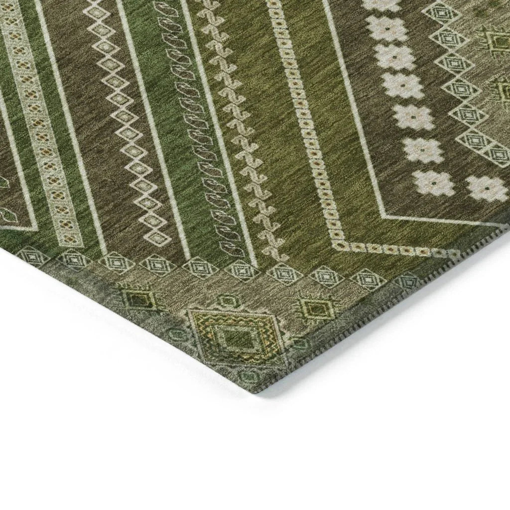 LOOMLAN Rugs Solene Olive Washable Indoor-Outdoor Rug