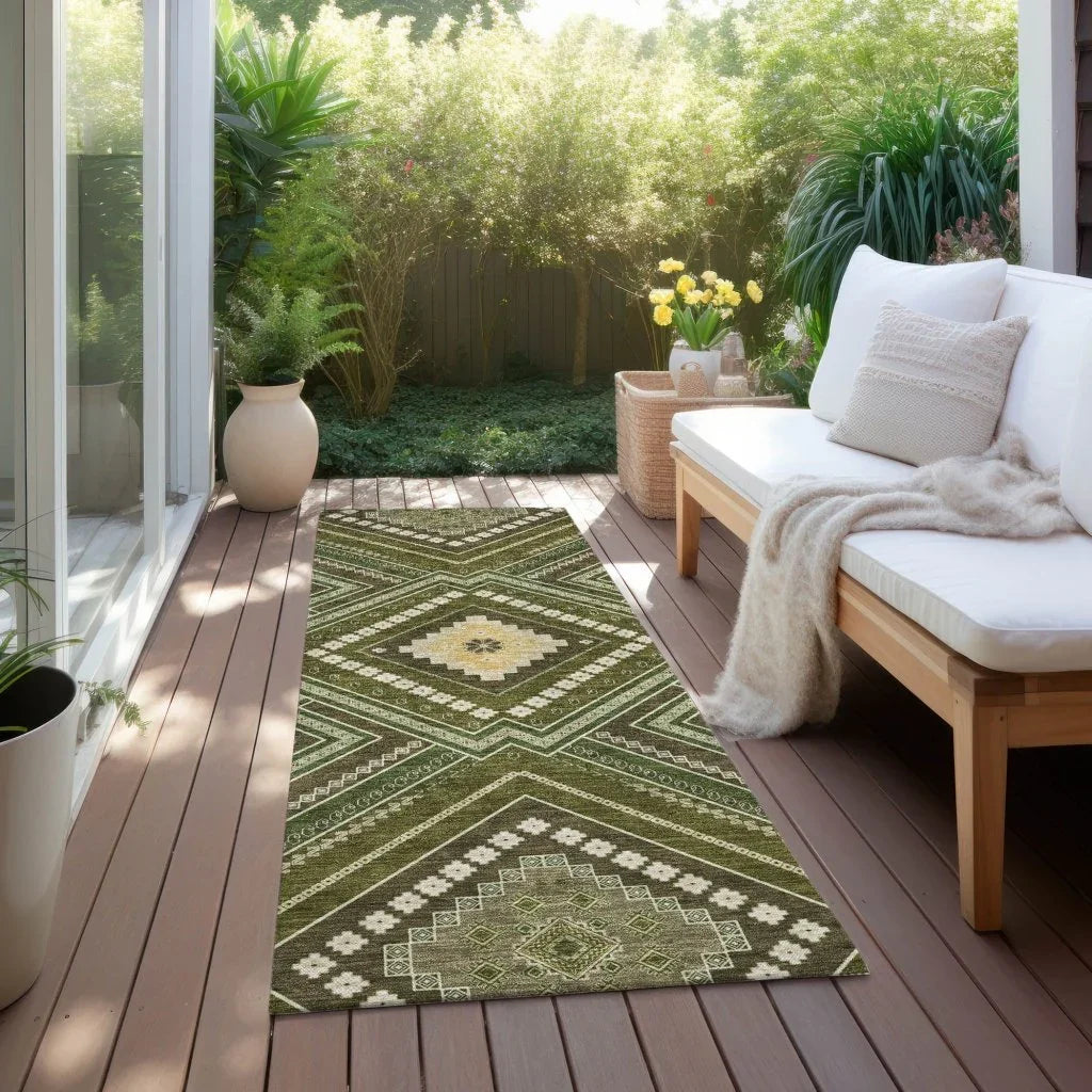 LOOMLAN Rugs Solene Olive Washable Indoor-Outdoor Rug