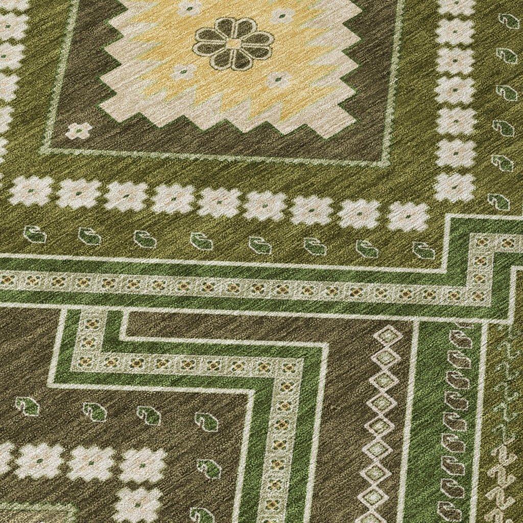 LOOMLAN Rugs Solene Olive Washable Indoor-Outdoor Rug