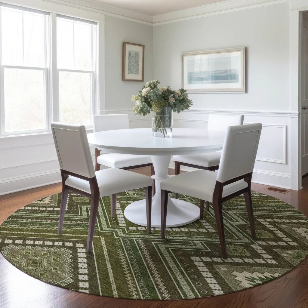 LOOMLAN Rugs Solene Olive Washable Indoor-Outdoor Rug