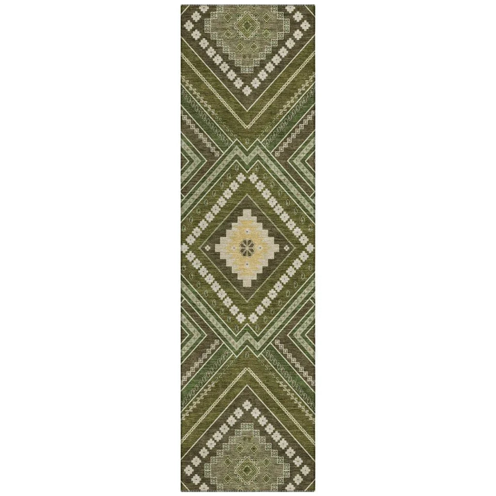 LOOMLAN Rugs Solene Olive Washable Indoor-Outdoor Rug