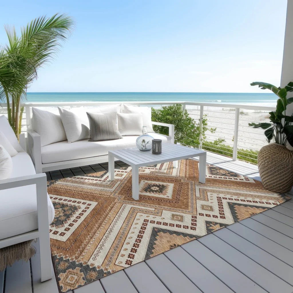 LOOMLAN Rugs Solene Orange Washable Indoor-Outdoor Rug