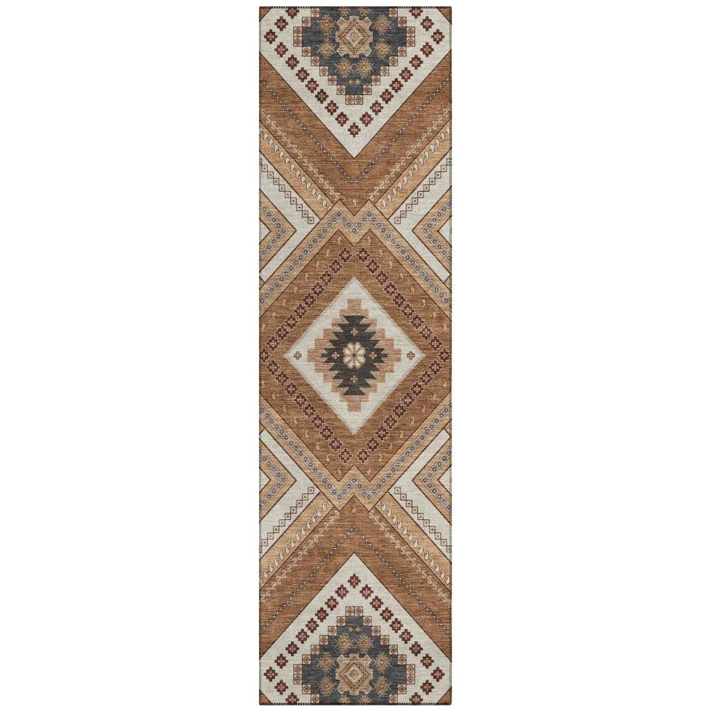 LOOMLAN Rugs Solene Orange Washable Indoor-Outdoor Rug