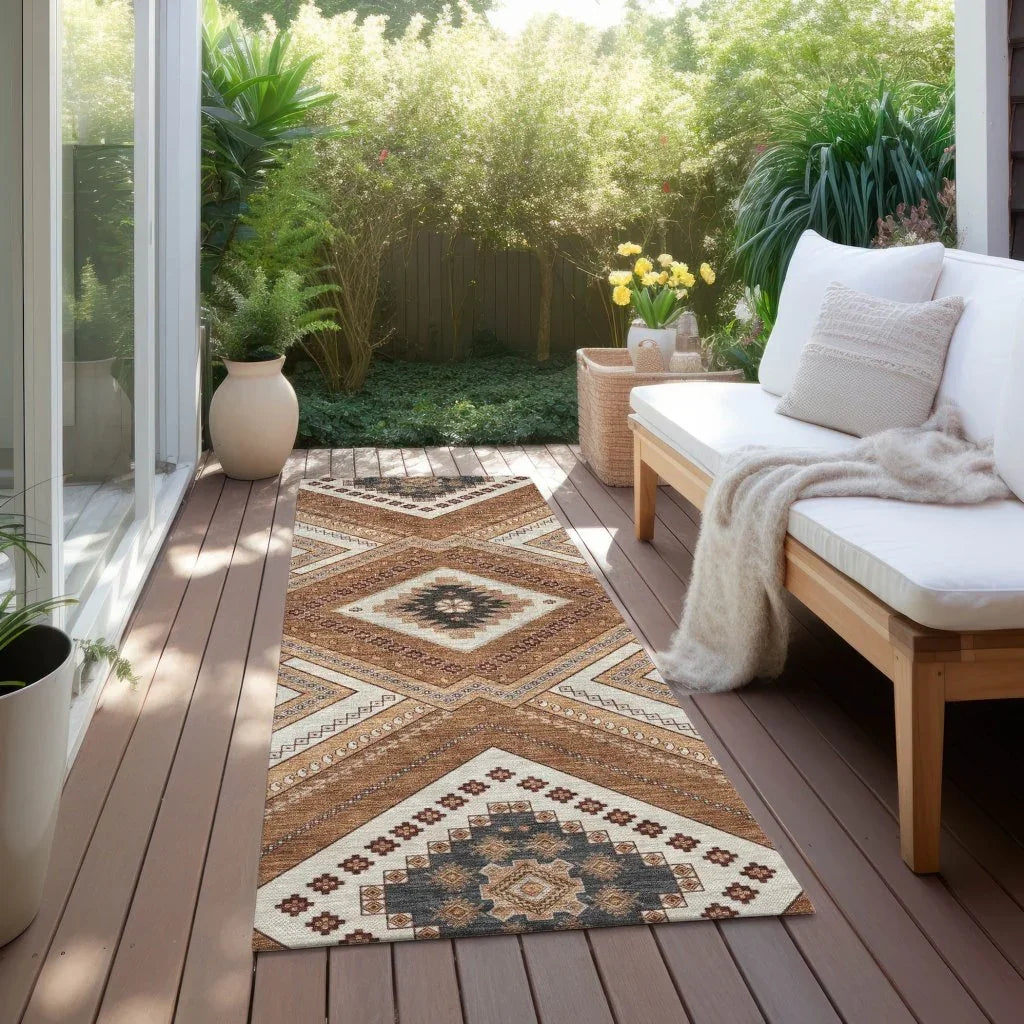 LOOMLAN Rugs Solene Orange Washable Indoor-Outdoor Rug