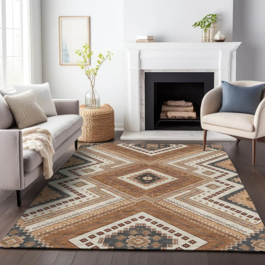 LOOMLAN Rugs Solene Orange Washable Indoor-Outdoor Rug