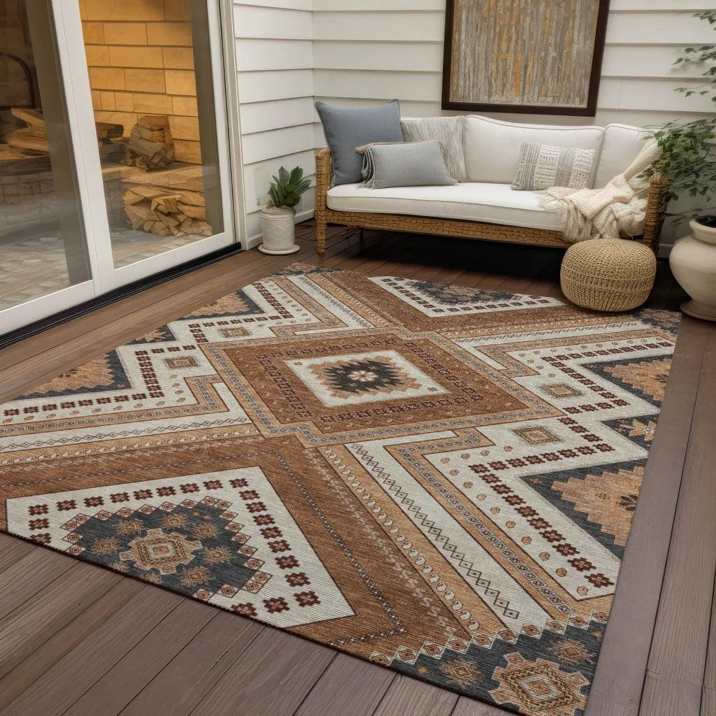 LOOMLAN Rugs Solene Orange Washable Indoor-Outdoor Rug