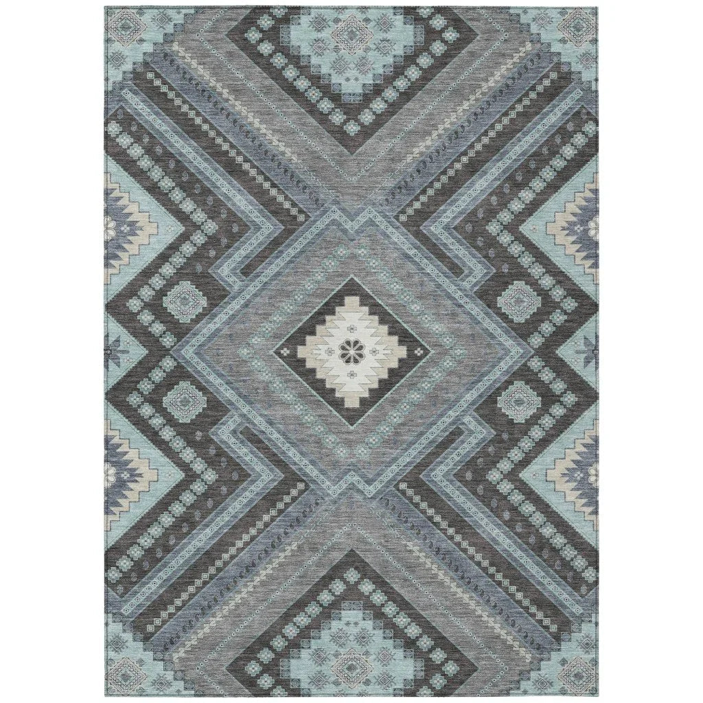 LOOMLAN Rugs Solene Pewter Washable Indoor-Outdoor Rug