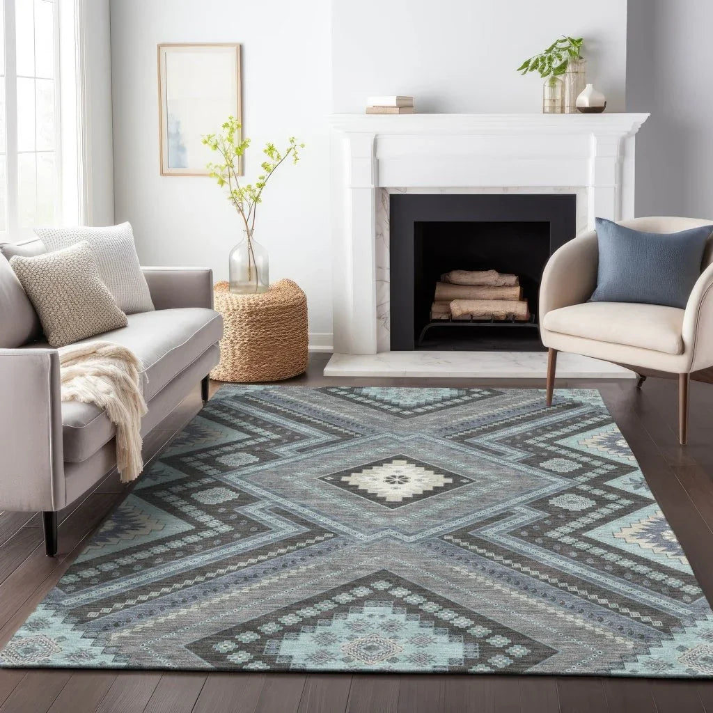 LOOMLAN Rugs Solene Pewter Washable Indoor-Outdoor Rug
