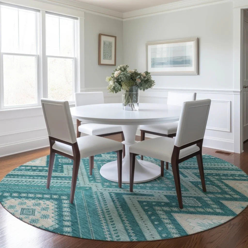LOOMLAN Rugs Solene Teal Washable Indoor-Outdoor Rug