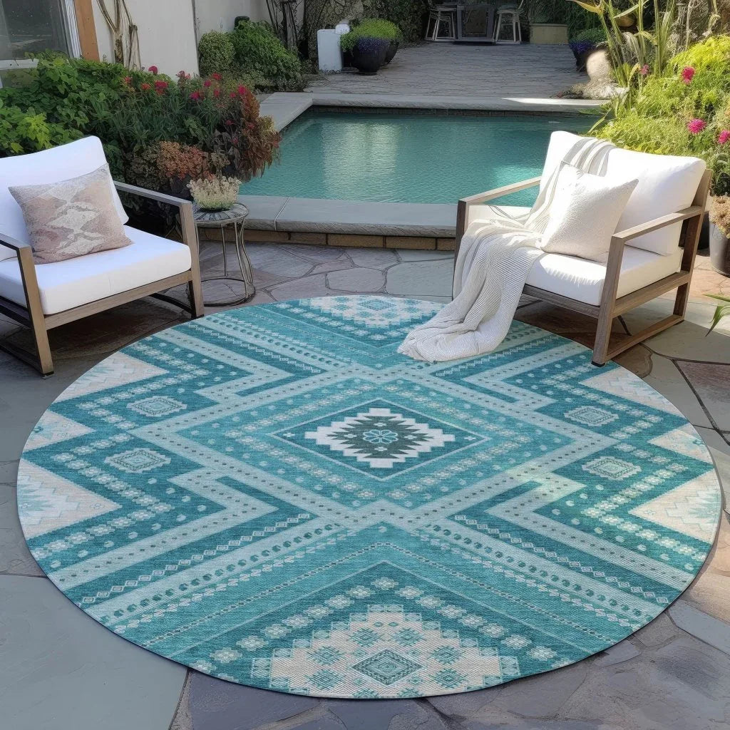 LOOMLAN Rugs Solene Teal Washable Indoor-Outdoor Rug