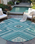 LOOMLAN Rugs Solene Teal Washable Indoor-Outdoor Rug
