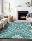 LOOMLAN Rugs Solene Teal Washable Indoor-Outdoor Rug