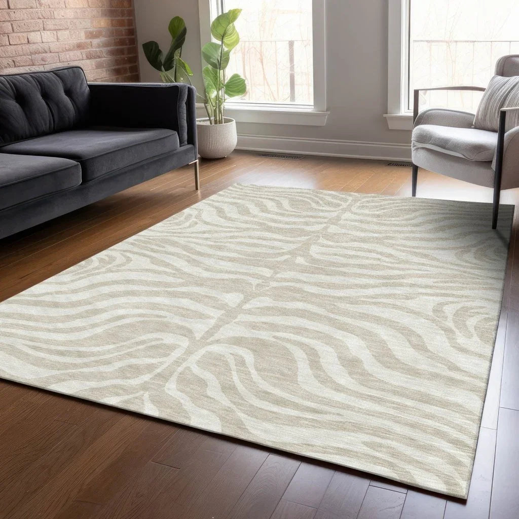 LOOMLAN Rugs Solstice Beige Washable Indoor-Outdoor Rug