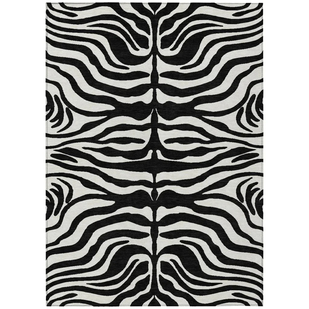 LOOMLAN Rugs Solstice Black Washable Indoor-Outdoor Rug