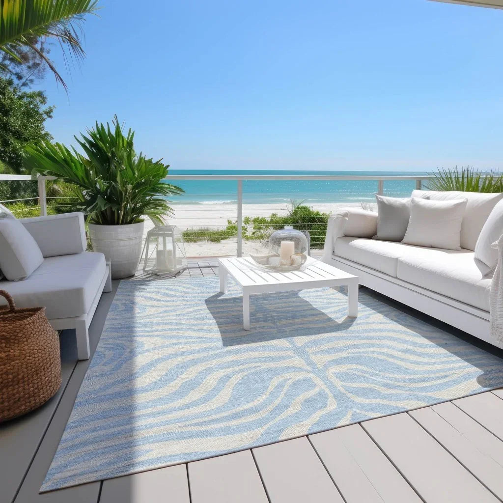 LOOMLAN Rugs Solstice Blue Washable Indoor-Outdoor Rug