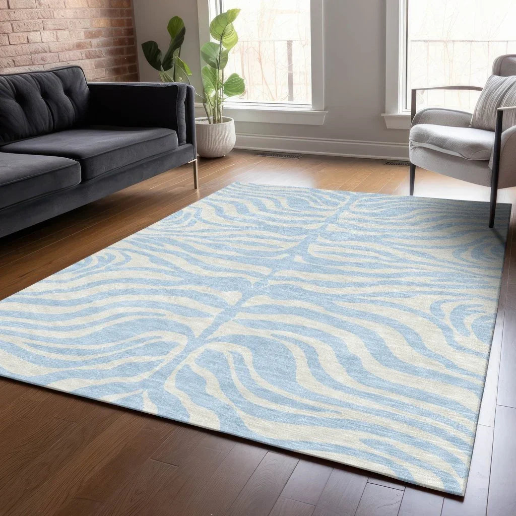 LOOMLAN Rugs Solstice Blue Washable Indoor-Outdoor Rug