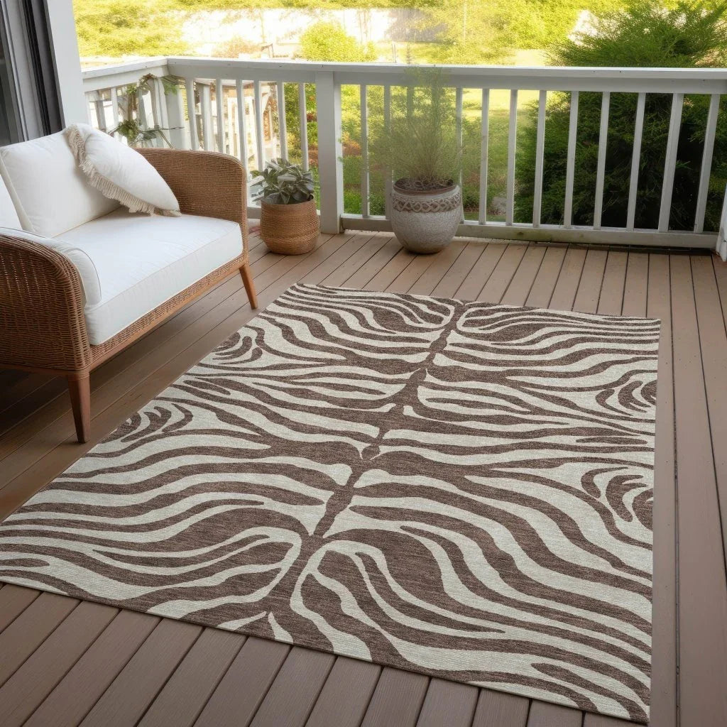 LOOMLAN Rugs Solstice Brown Washable Indoor-Outdoor Rug