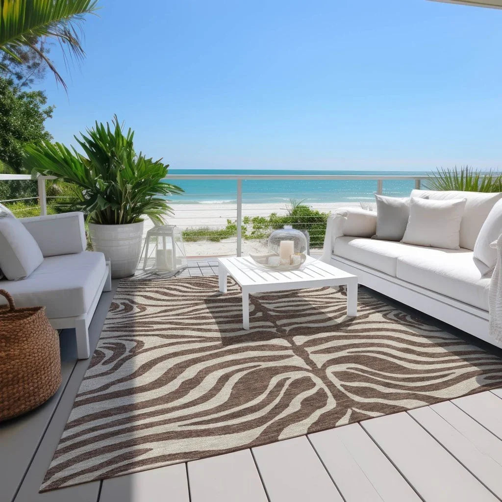 LOOMLAN Rugs Solstice Brown Washable Indoor-Outdoor Rug