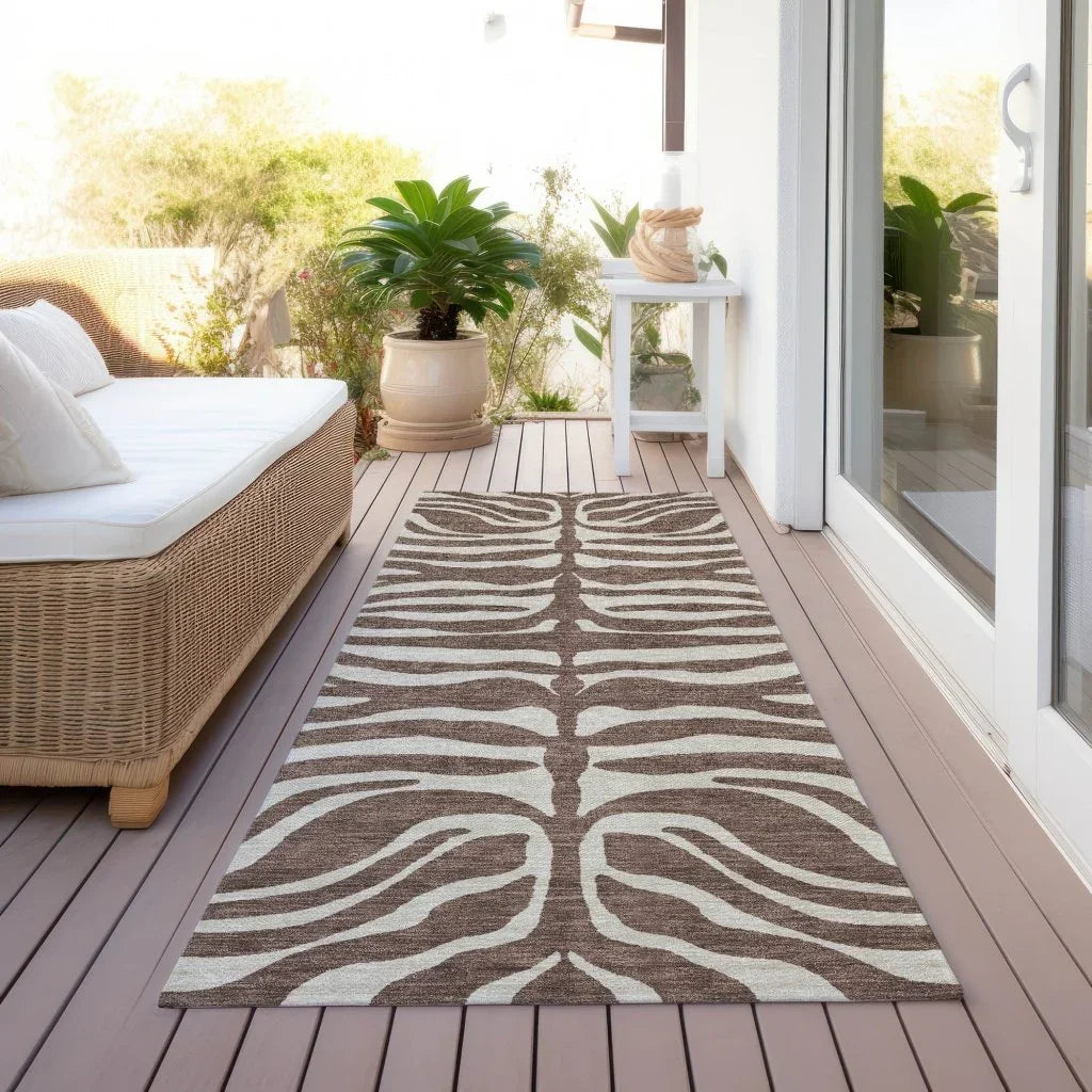LOOMLAN Rugs Solstice Brown Washable Indoor-Outdoor Rug