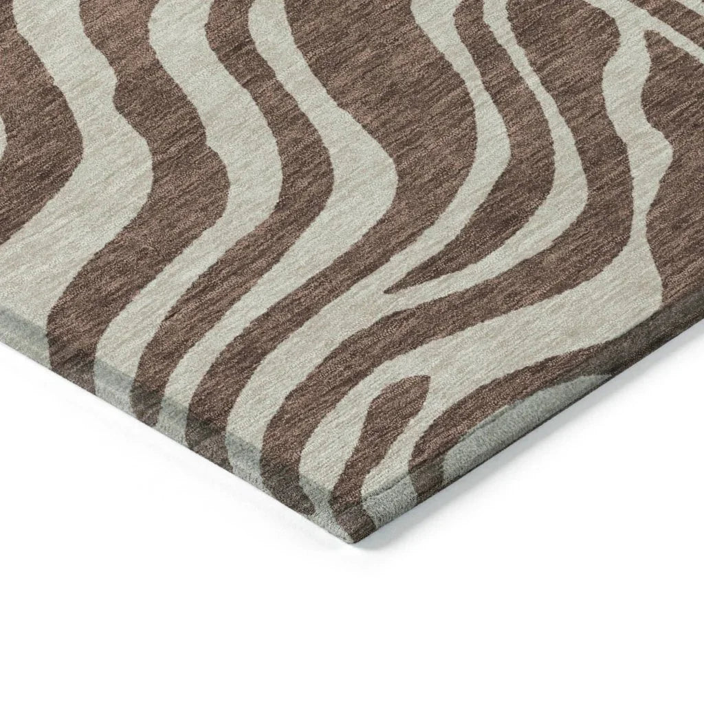 LOOMLAN Rugs Solstice Brown Washable Indoor-Outdoor Rug