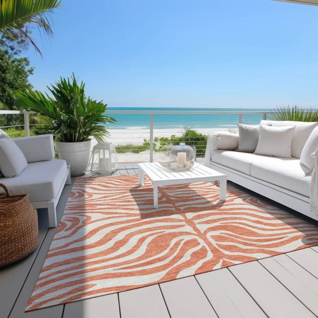 LOOMLAN Rugs Solstice Coral Washable Indoor-Outdoor Rug