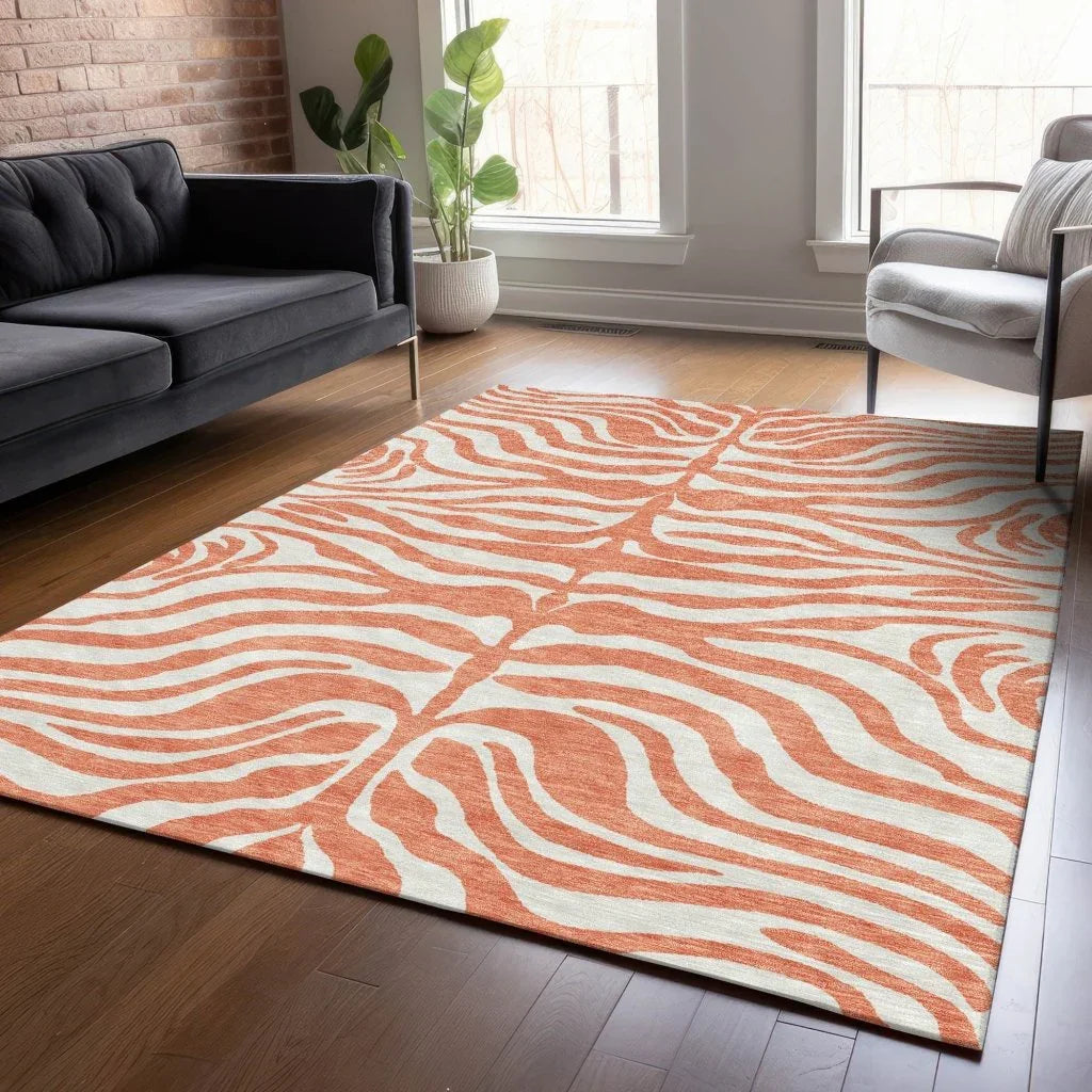 LOOMLAN Rugs Solstice Coral Washable Indoor-Outdoor Rug