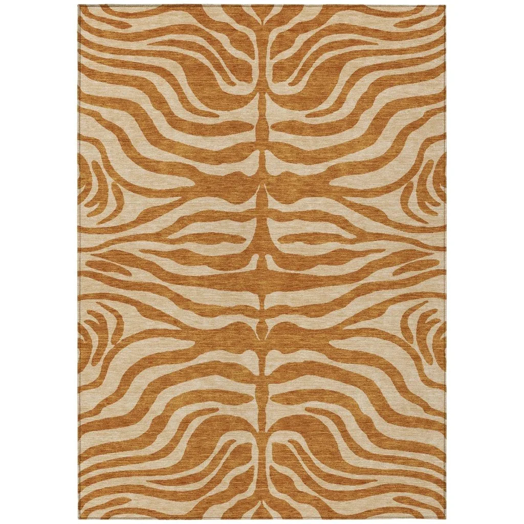 LOOMLAN Rugs Solstice Orange Washable Indoor-Outdoor Rug