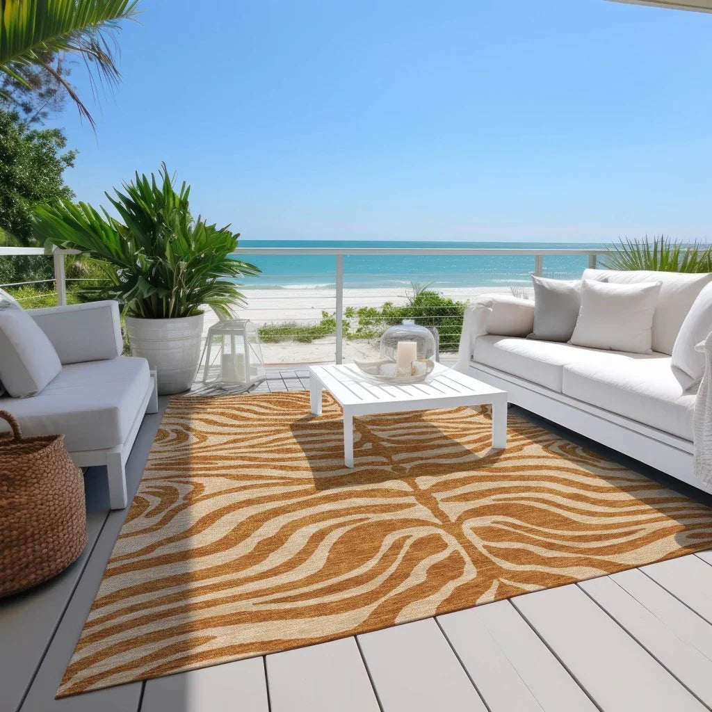 LOOMLAN Rugs Solstice Orange Washable Indoor-Outdoor Rug