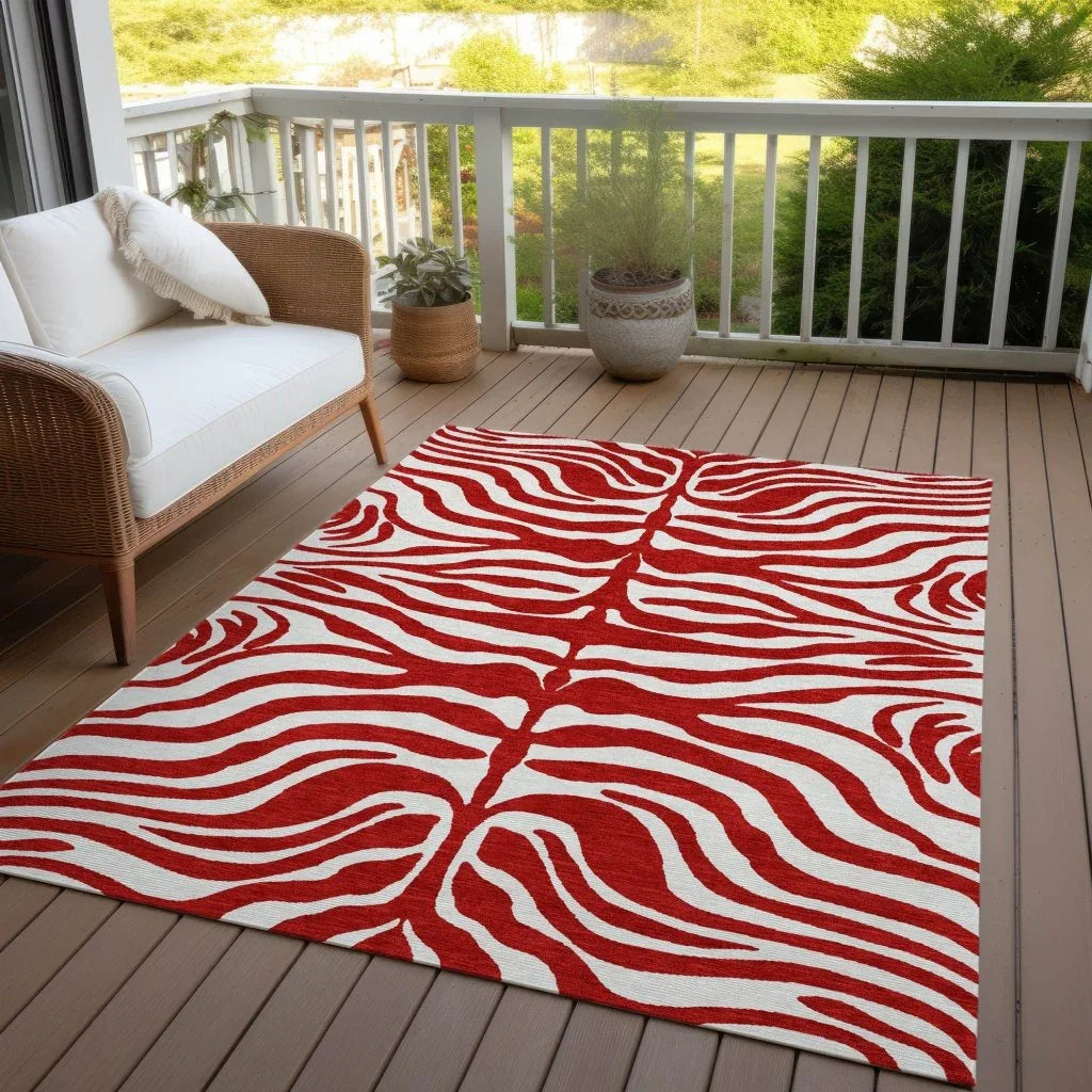 LOOMLAN Rugs Solstice Red Washable Indoor-Outdoor Rug