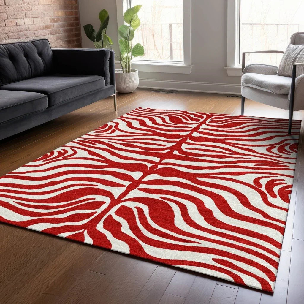 LOOMLAN Rugs Solstice Red Washable Indoor-Outdoor Rug