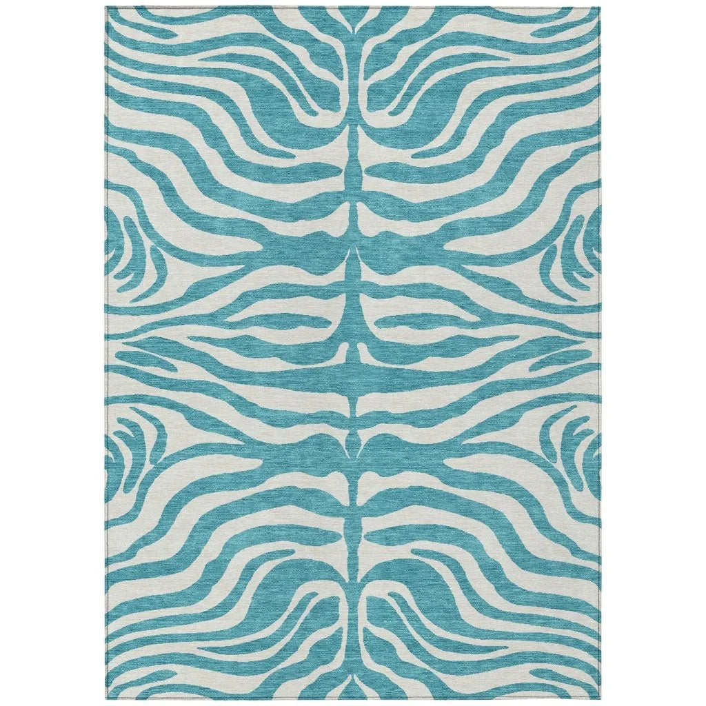 Solstice Teal Washable Indoor - Outdoor Rug - LOOMLAN - LOOMLAN Rugs - Outdoor Rugs