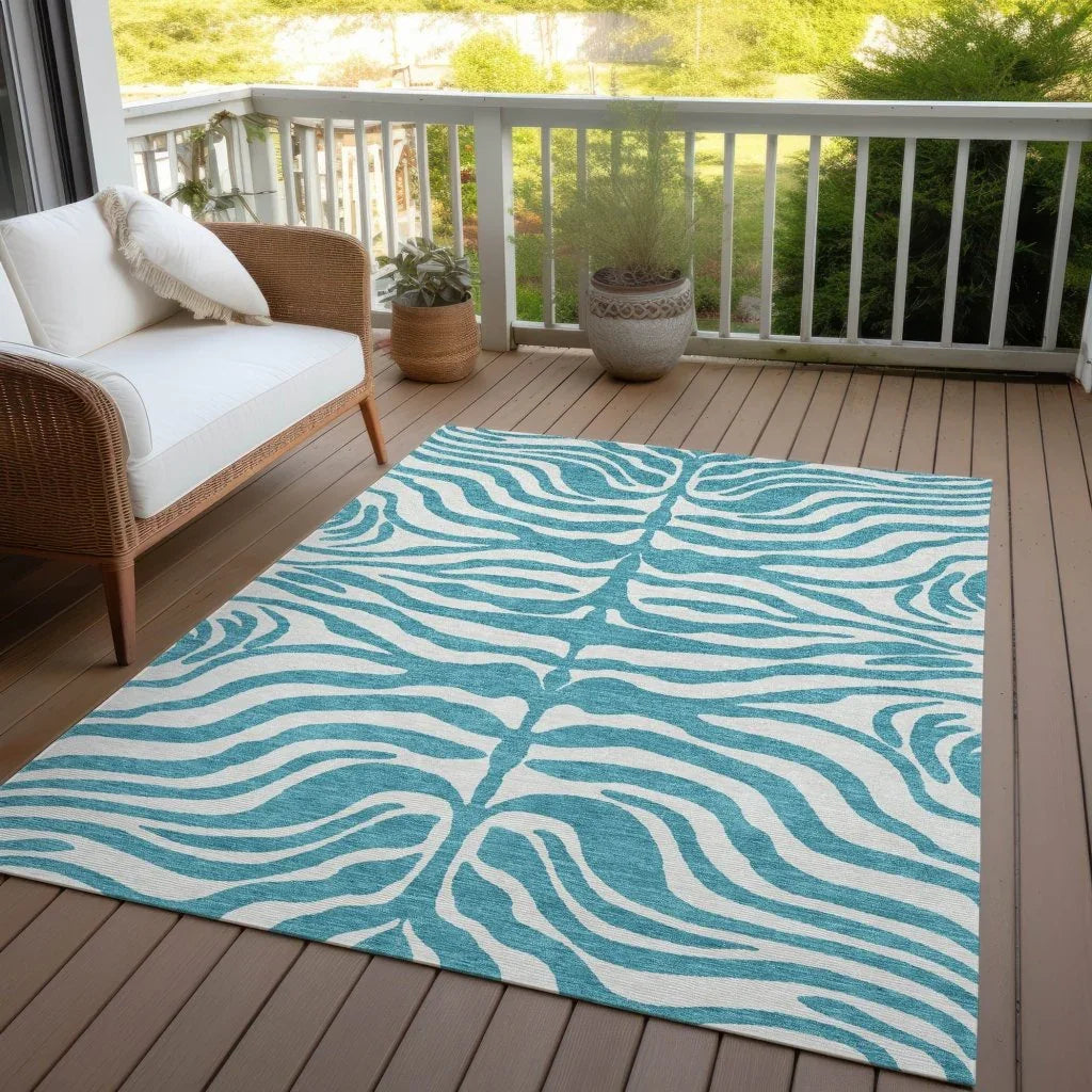 Solstice Teal Washable Indoor - Outdoor Rug - LOOMLAN - LOOMLAN Rugs - Outdoor Rugs