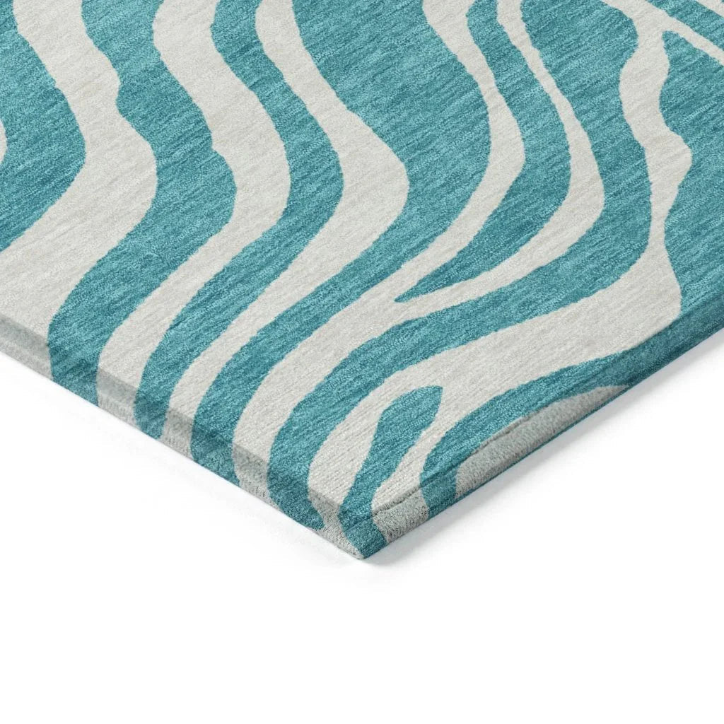Solstice Teal Washable Indoor - Outdoor Rug - LOOMLAN - LOOMLAN Rugs - Outdoor Rugs