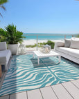 Solstice Teal Washable Indoor - Outdoor Rug - LOOMLAN - LOOMLAN Rugs - Outdoor Rugs