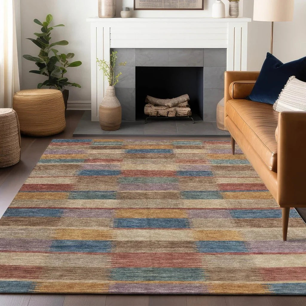 LOOMLAN Rugs Solvia Beige Washable Indoor-Outdoor Rug