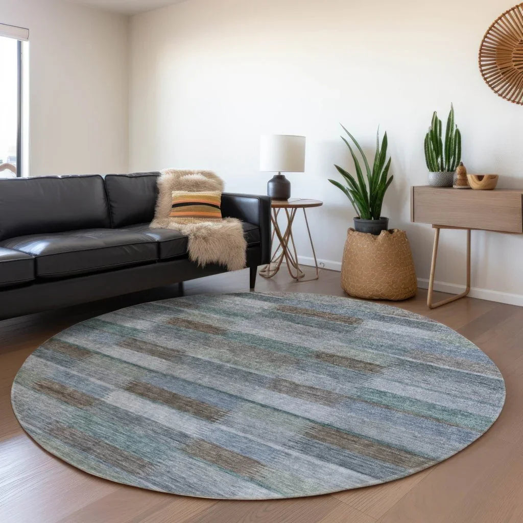 LOOMLAN Rugs Solvia Blue Washable Indoor-Outdoor Rug