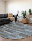 LOOMLAN Rugs Solvia Blue Washable Indoor-Outdoor Rug