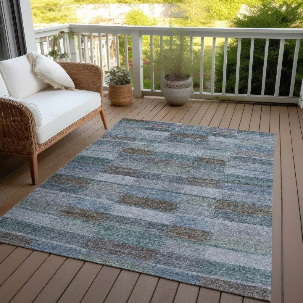 LOOMLAN Rugs Solvia Blue Washable Indoor-Outdoor Rug