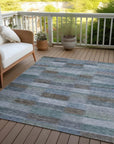 LOOMLAN Rugs Solvia Blue Washable Indoor-Outdoor Rug
