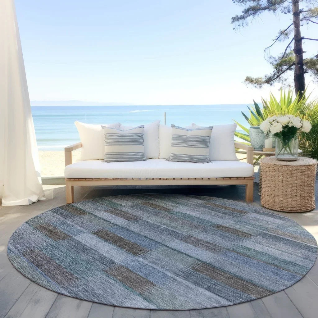 LOOMLAN Rugs Solvia Blue Washable Indoor-Outdoor Rug