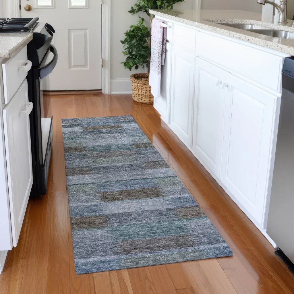 LOOMLAN Rugs Solvia Blue Washable Indoor-Outdoor Rug
