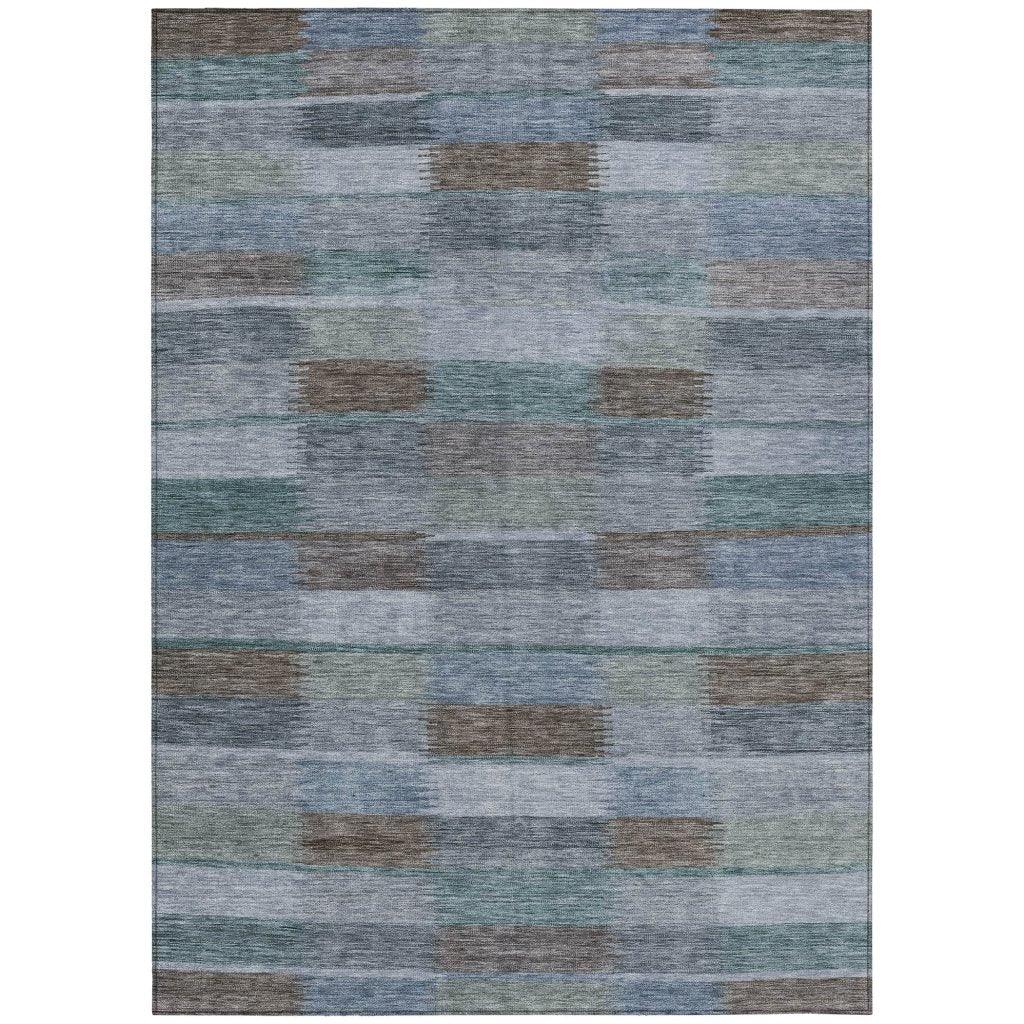 LOOMLAN Rugs Solvia Blue Washable Indoor-Outdoor Rug
